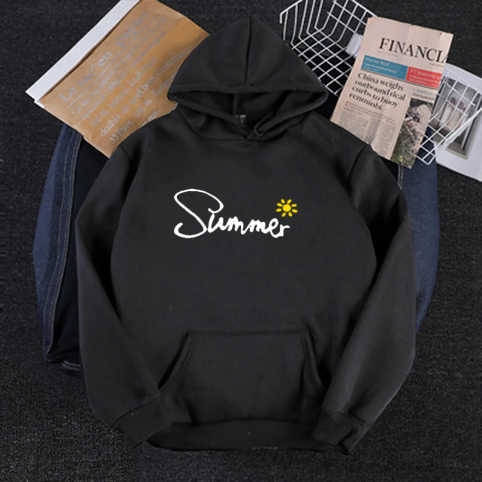 Sweatshirt For Women Print Autumn Korean Style Fashion Hoodies Kawaii Oversized Hooded Long Sleeve Summer Printed Pullover Tops