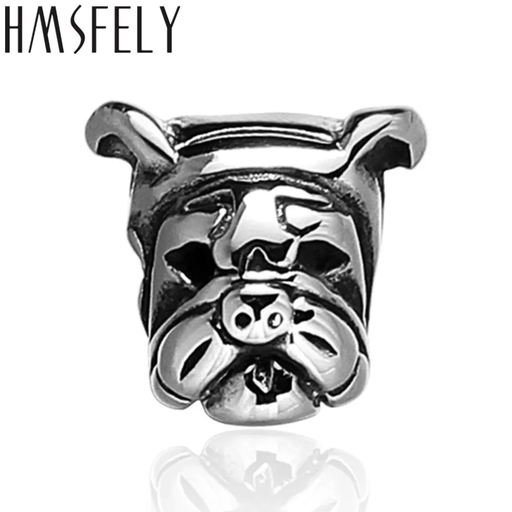 HMSFELY бусины с головой бульдога размером 2 мм из нержавеющей стали 316L в виде