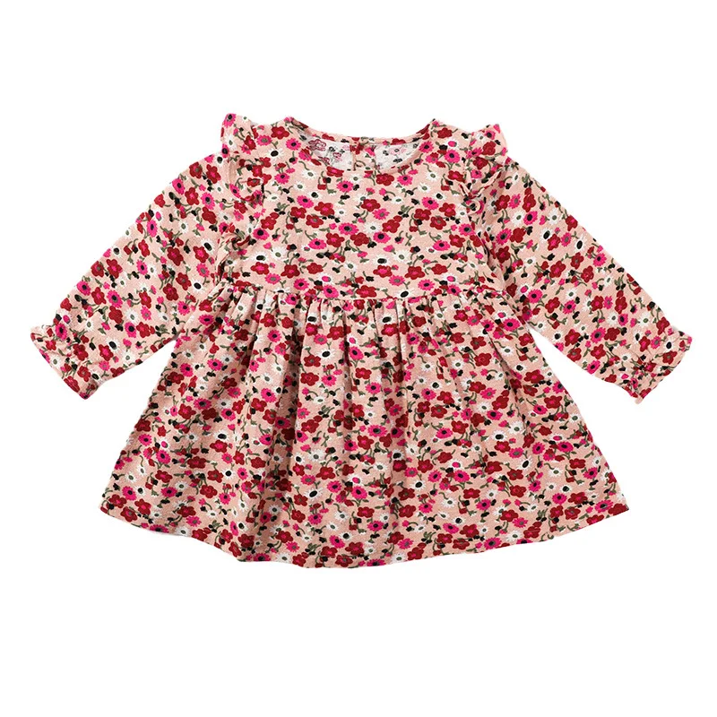 KEAIYOOUHUO Kids Clothes 2022 New Spring Autumn Long Sleeve Flower Print Princess Dress Casual Children Clothing Girls Vestidos