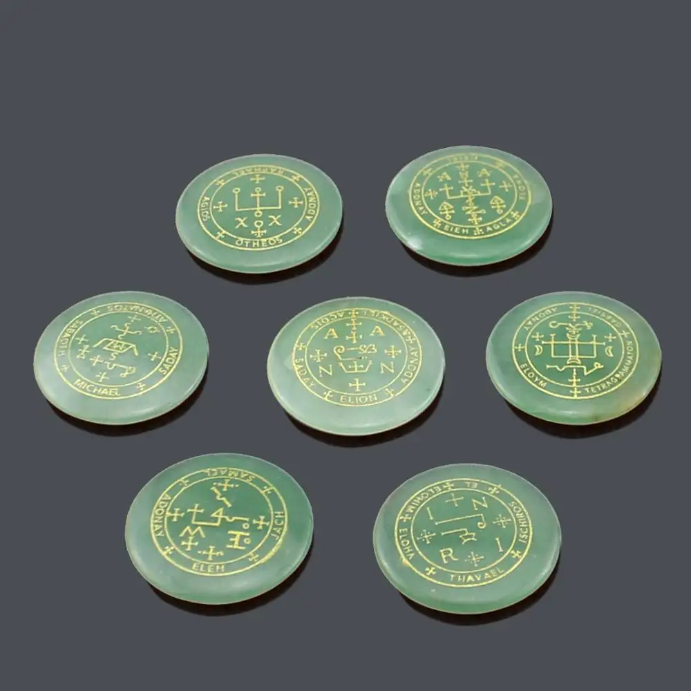 

Натуральный лечебный Кристал, кварц вырезать РУНИЧЕСКАЯ подвеска Древо жизни чакра рейки семь символов Архангела призвать без дыры 7 шт./ко...