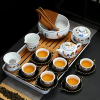 jingdezhen blue and white porcelain tea set whole set chicken cylinder cup kung fu tea set da ming cheng huadou travel tea set