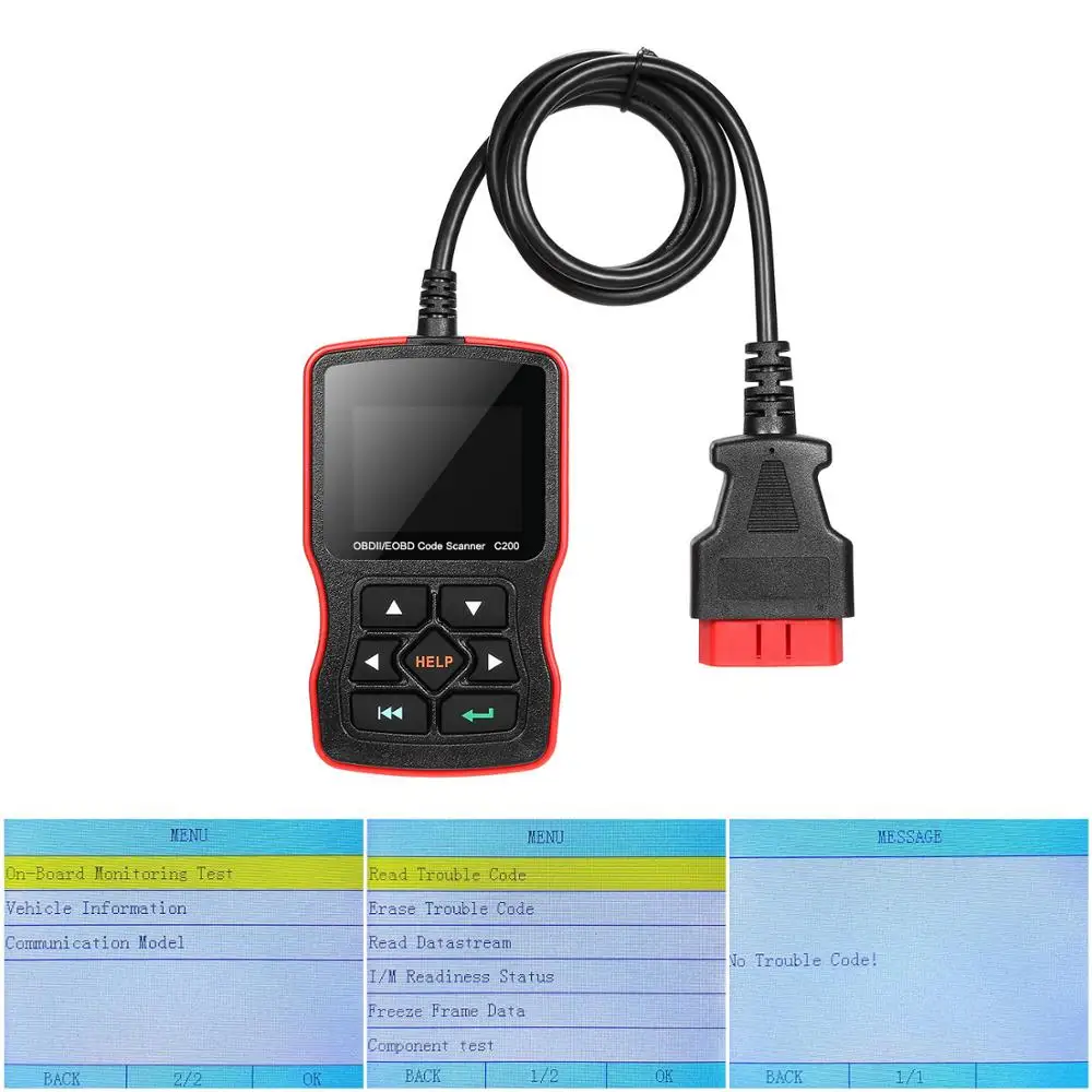 

C200 Universal OBD Scanner Automotive Diagnostic Tool Car Engine Fault Reader Erase/Reset Fault Codes Diagnostic Scanner