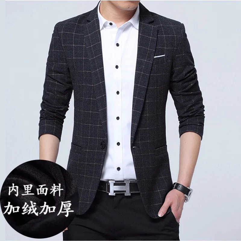 

Fall 2019 new men's cultivate one's morality leisure suit young grid suit
