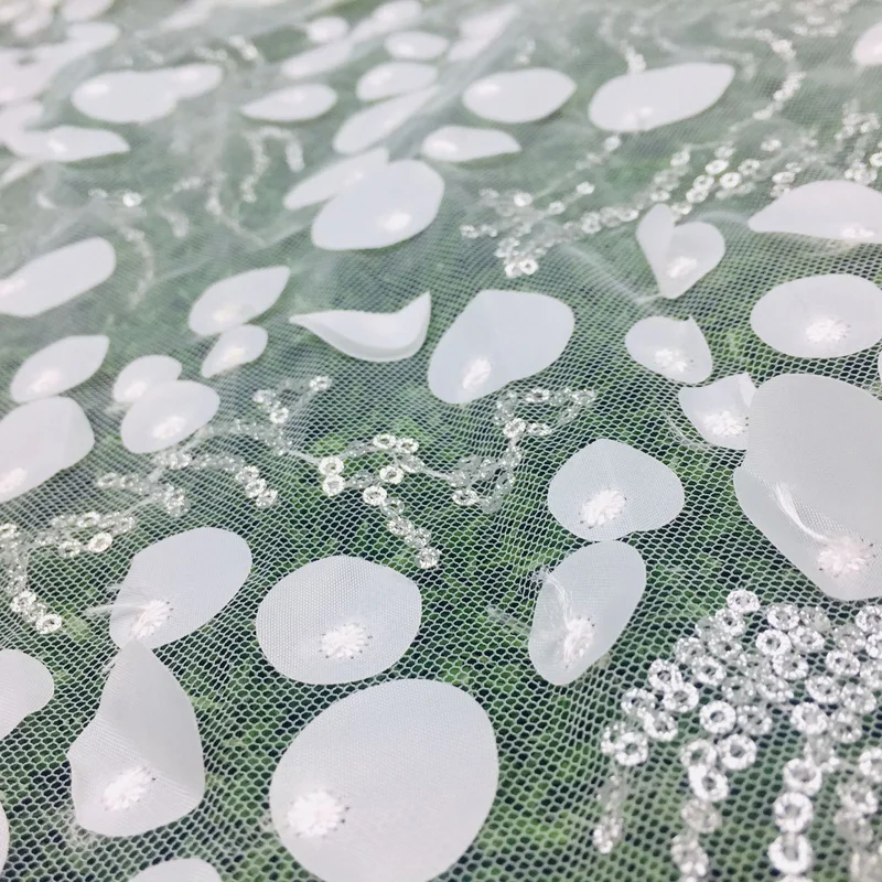 Жаккардовая мягкая Тюлевая ткань с 3D вышивкой ширина 120 см блестками для