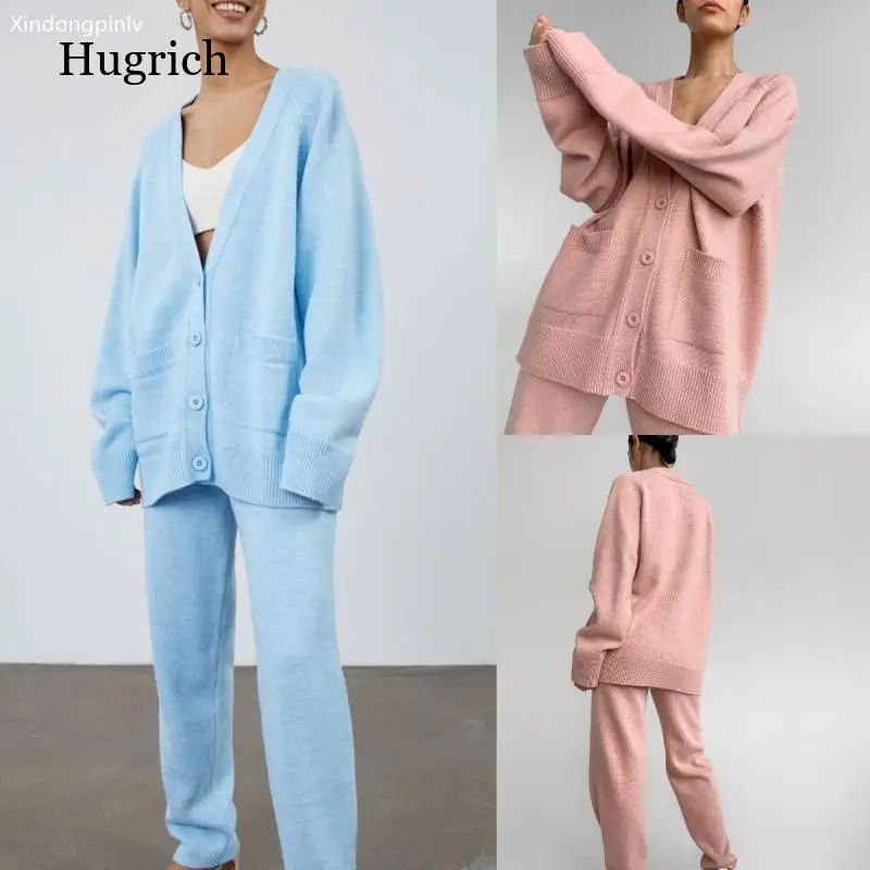 

Autumn Women Two / 2 Piece Set Cardigan Sweater Tracksuits Batwing Sleeve Hooded Cardigan Carrot Harem Pants