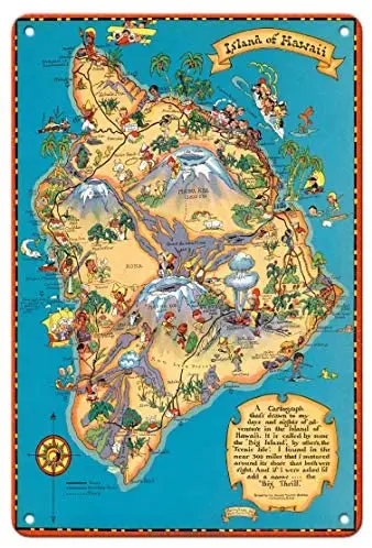 

Гавайский остров Гаваи (Большой остров) карта-гавайский туристический бюро металлический жестяной знак