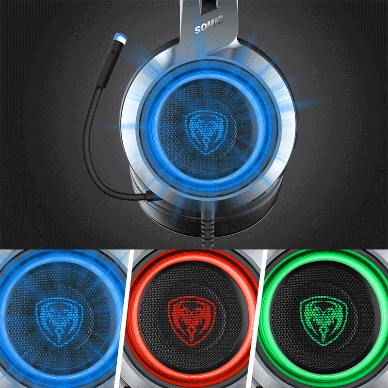 SOMIC игровая гарнитура PC USB G951 светодиодный проводной PS4 гарнитуры объемный звук и