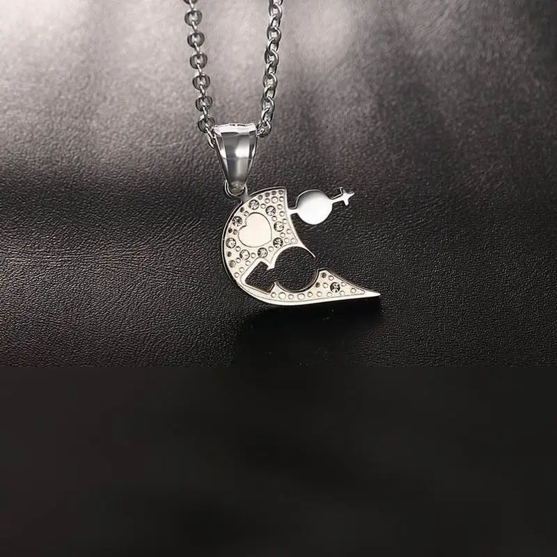 LOOKER Romantic Couples Heart Crystal Necklaces Jewelries Her &amp His Love Forever Pendant Set Valentine Stainless Steel | Украшения и