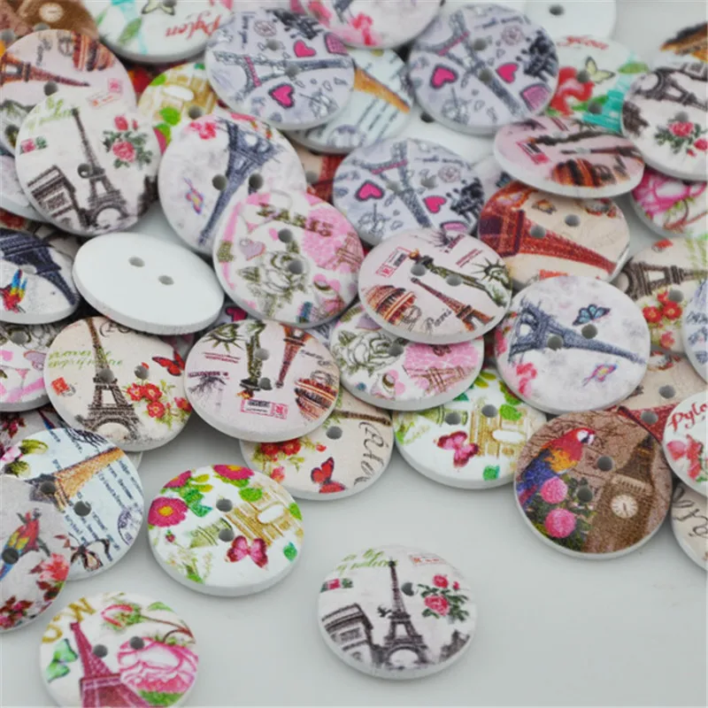 

25pcs Tower Buttons 2 Holes Wooden Buttons Sewing Buttons Craft Scrapbooking Clothing Accessories WB80