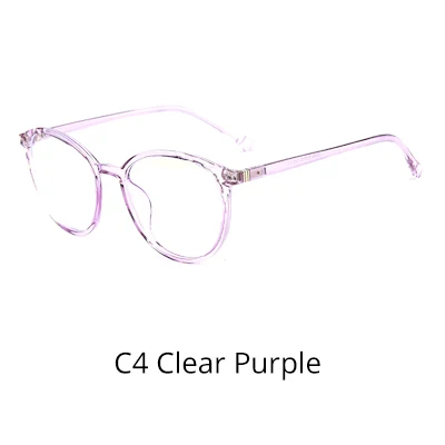 C4 Clear Purple Ralferty, круглый синий светильник, очки для компьютера TR90, оправа для оптических линз, женские, без диоптрий, розовые очки K28009 - Цвет оправы: C4 Clear Purple
