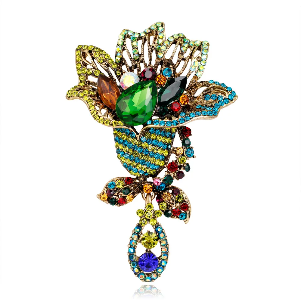 

Classic Palace Style Color Crystal Rhinestone Flower Brooches For Women Coat Dress Party Jewelry Accessories Brooch Pins Gifts
