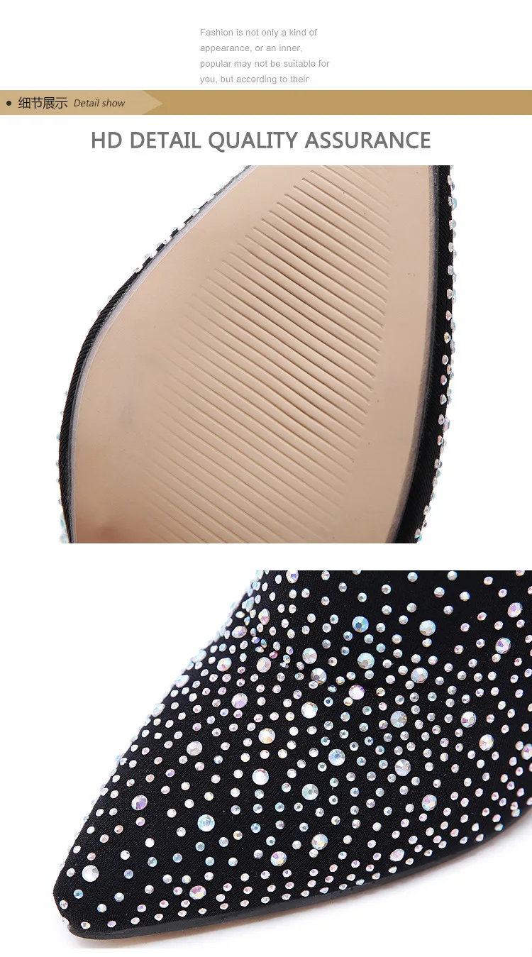 New Winter Knee Boots Sexy Fashion Warm Shiny Rhinestone Stretch Knee High Heel Women's Boots Winter Shoes ZL-139-21