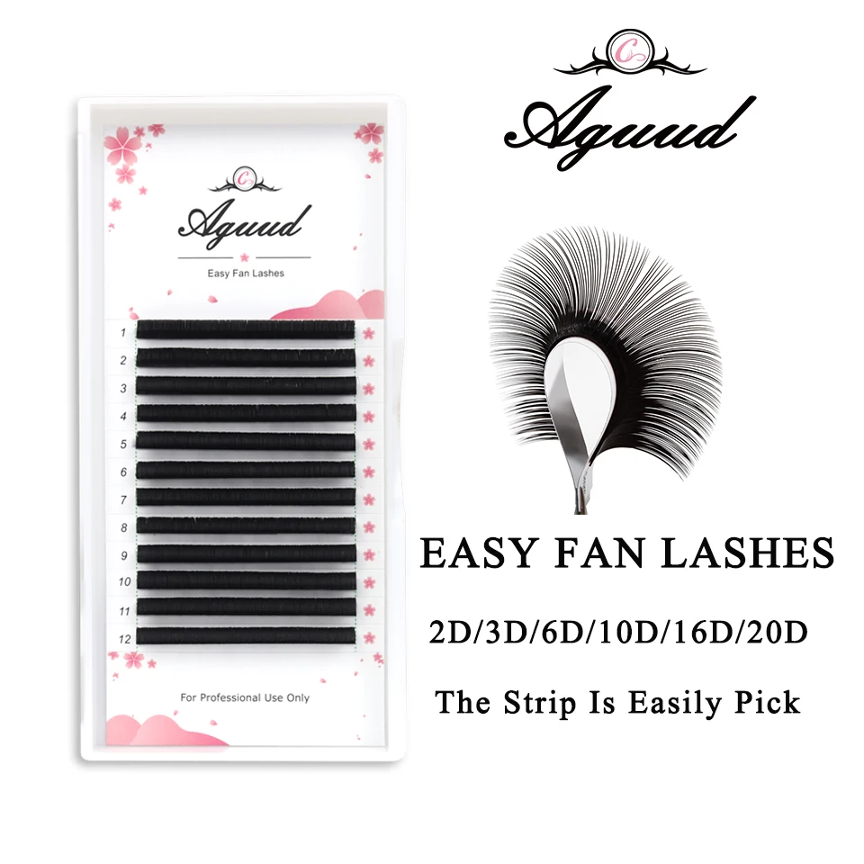 

AGUUD Easy Fanning Volume Mega Eyelashes Extension Faux Mink Auto Flowering Rapid Blooming Premium Auto-Fans Individual Lashes