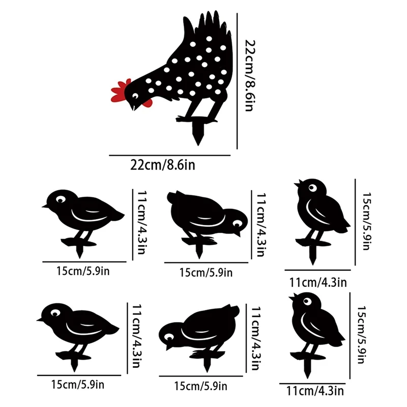 

Chicken Family Silhouette Garden Decoration Chicken Silhouette Yard Art Outdoor Decorative Stakes for Easter Supplies