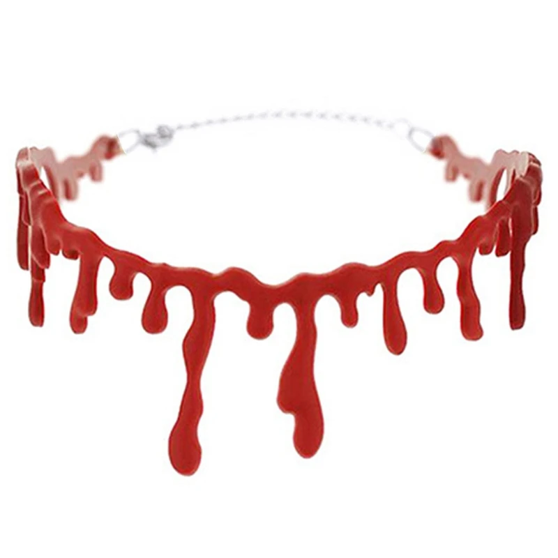 

Theme Party Ladies Supplies Halloween Party Horror Blood Drip Slit Throat Necklace Bleeding Red Adjustable Party Favor