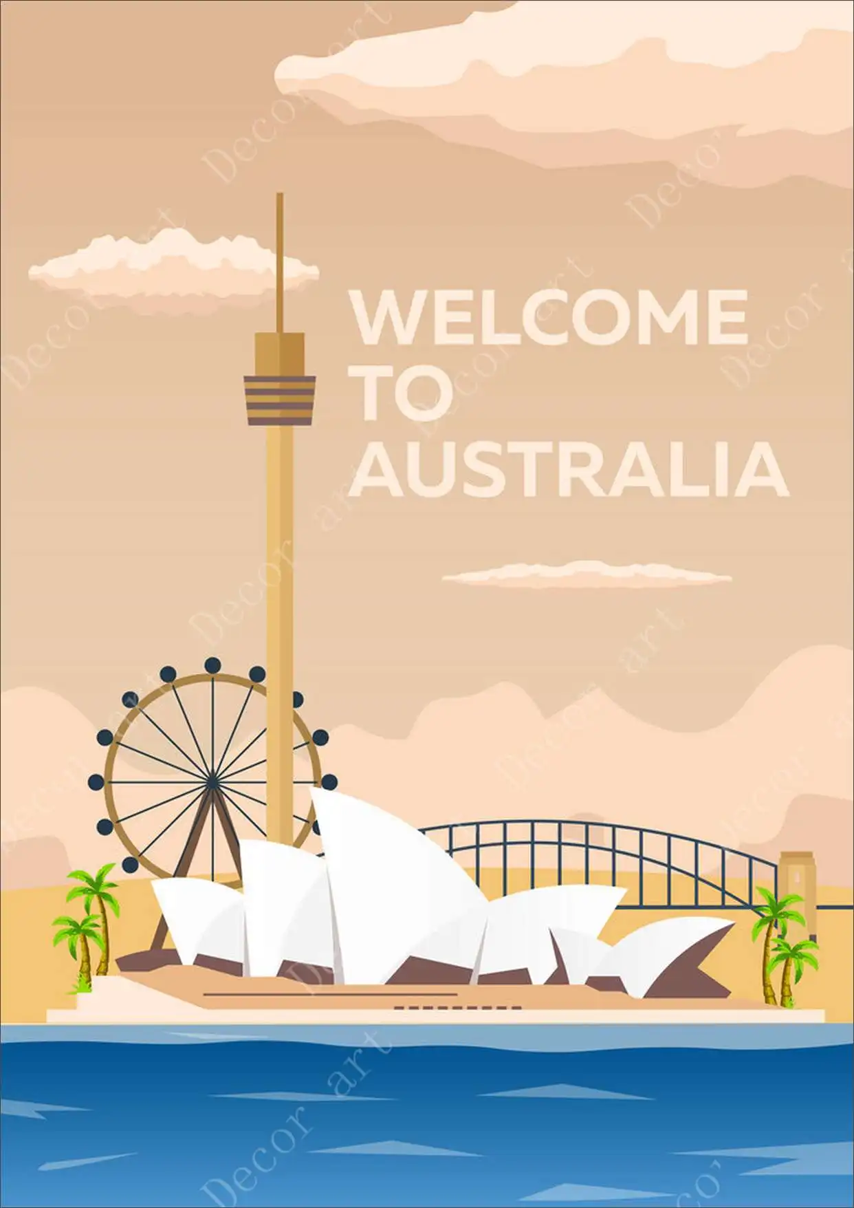 Путешествия в Австралию Sydney Gold Coast пляж с покрытием наклейки на стену холст картины Винтаж крафт плакаты домашний бар украшения подарок - Цвет: Фиолетовый