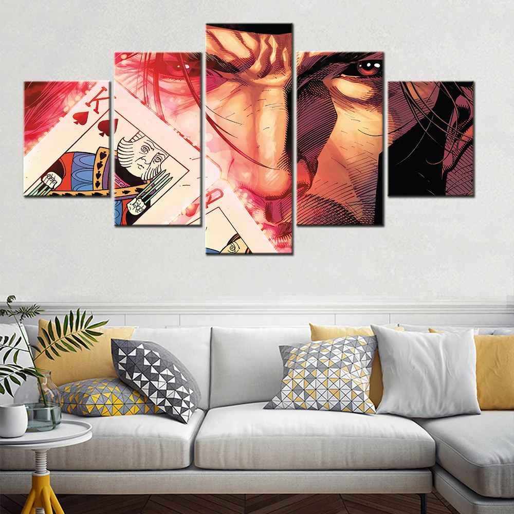 

5 Pieces Wall Art Canvas Anime Poster Gambit Cards Wall Decor Modern Painting Wall Pictures For Living Room Canvas Painting