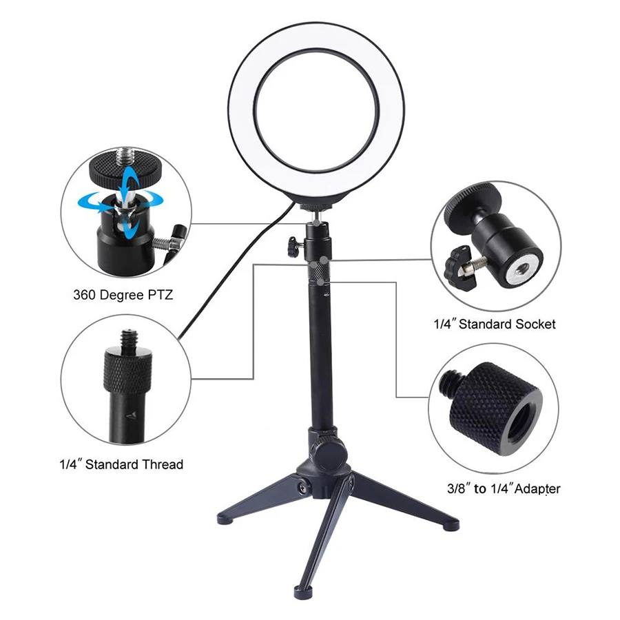 

MAMEN LED Ring Light 16/20/26cm 3 Color Modes Ring Lamp With Tripod For YouTube Makeup Selfie Photo Studio photography Ringlight