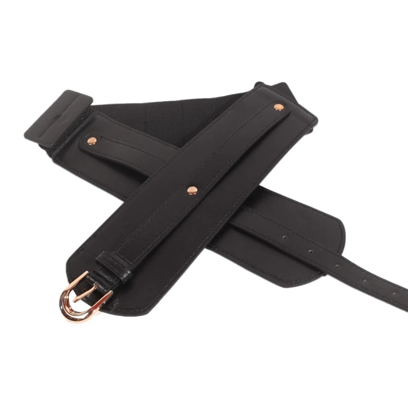 

2 Pcs Leather High Belt Ladies Retro Belt Buckle Versatile Elastic Wide Belt Casual Waist Seal Decoration-Khaki & Black