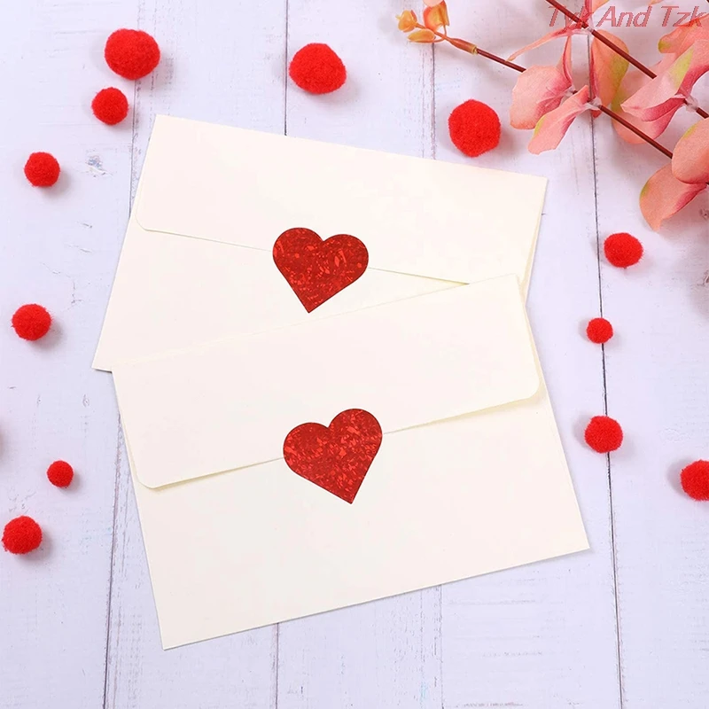 

500pcs/roll Heart Shaped Stickers Valentine's Day Thank You Stickers Decoration Wedding Stickers