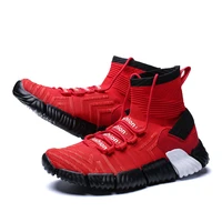 casual athletic sneakers high top knitted men trainers sock shoes running shoes plus size