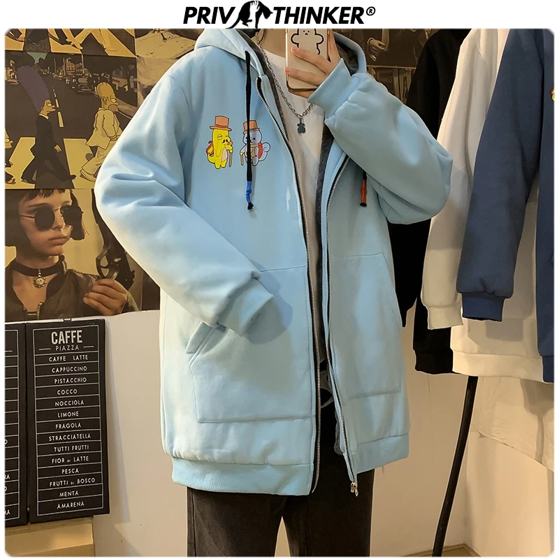 Privathinker Men's Autumn Winter Carton Print Jacket Men Thicken Warm Fashion Hooded Coats Male 2020 Jackets Clothes 5XL | Мужская