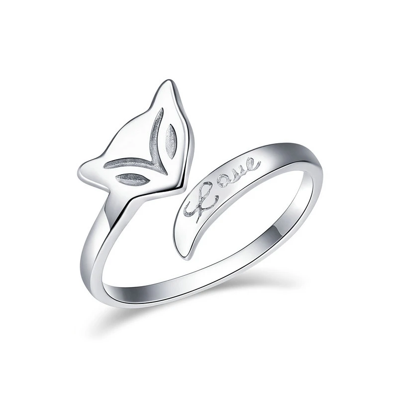 BISAER, коллекция животных, 925 пробы, Серебряная лиса, кошка, следы, кольца бабочки, ювелирные изделия с кристаллами, открытые женские кольца - Цвет основного камня: GXR464