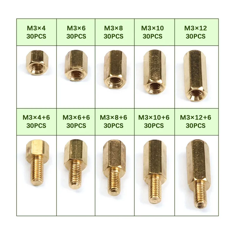 300 шт. M2/M3/M4 Шестигранная стойка из латуни и меди для столба с отверстием детской