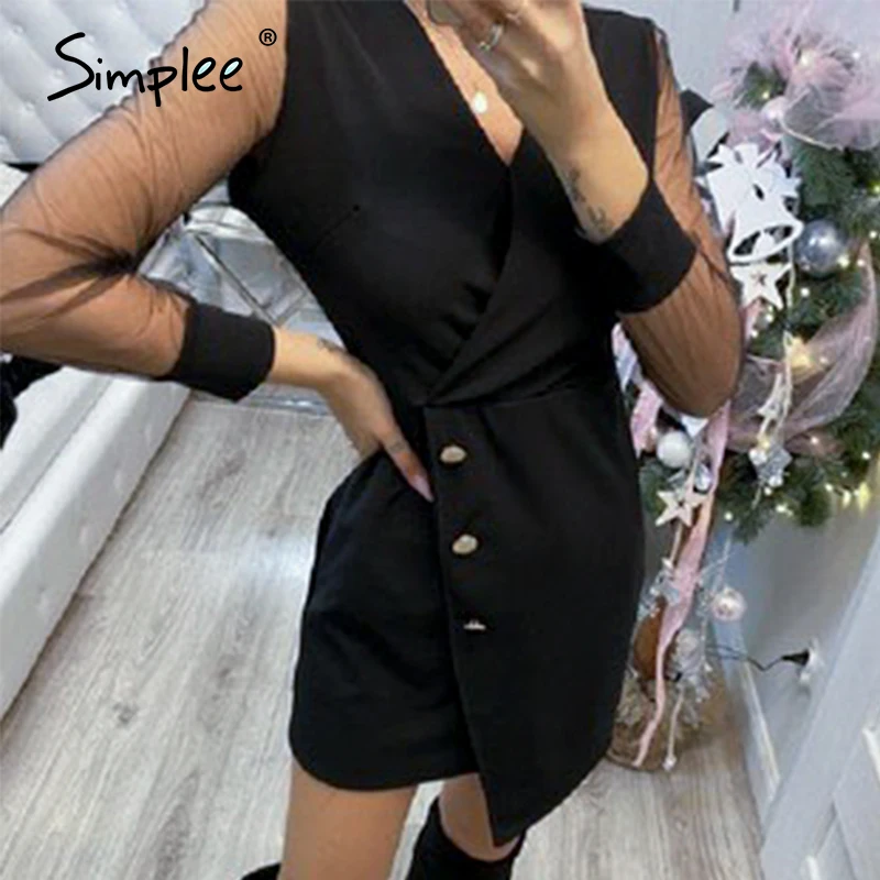 Simplee сексуальное открытое офисное платье с v-образным вырезом высокая талия