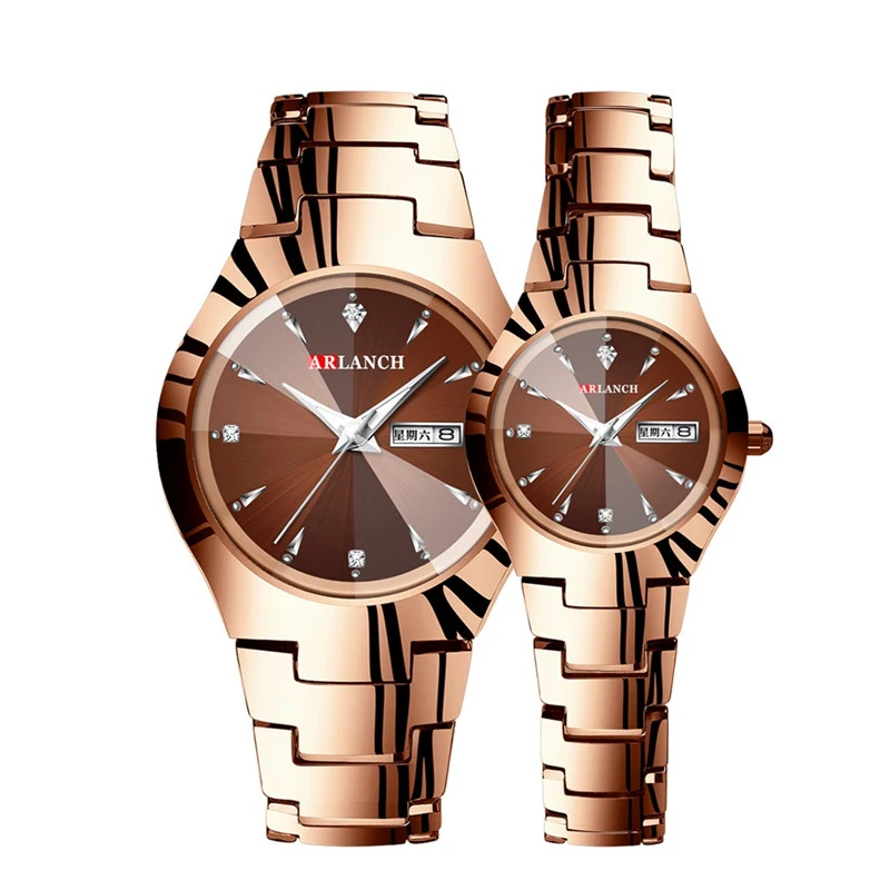 Парные часы queen King Алмазный венец из нержавеющей стали Кварцевые аналоговые