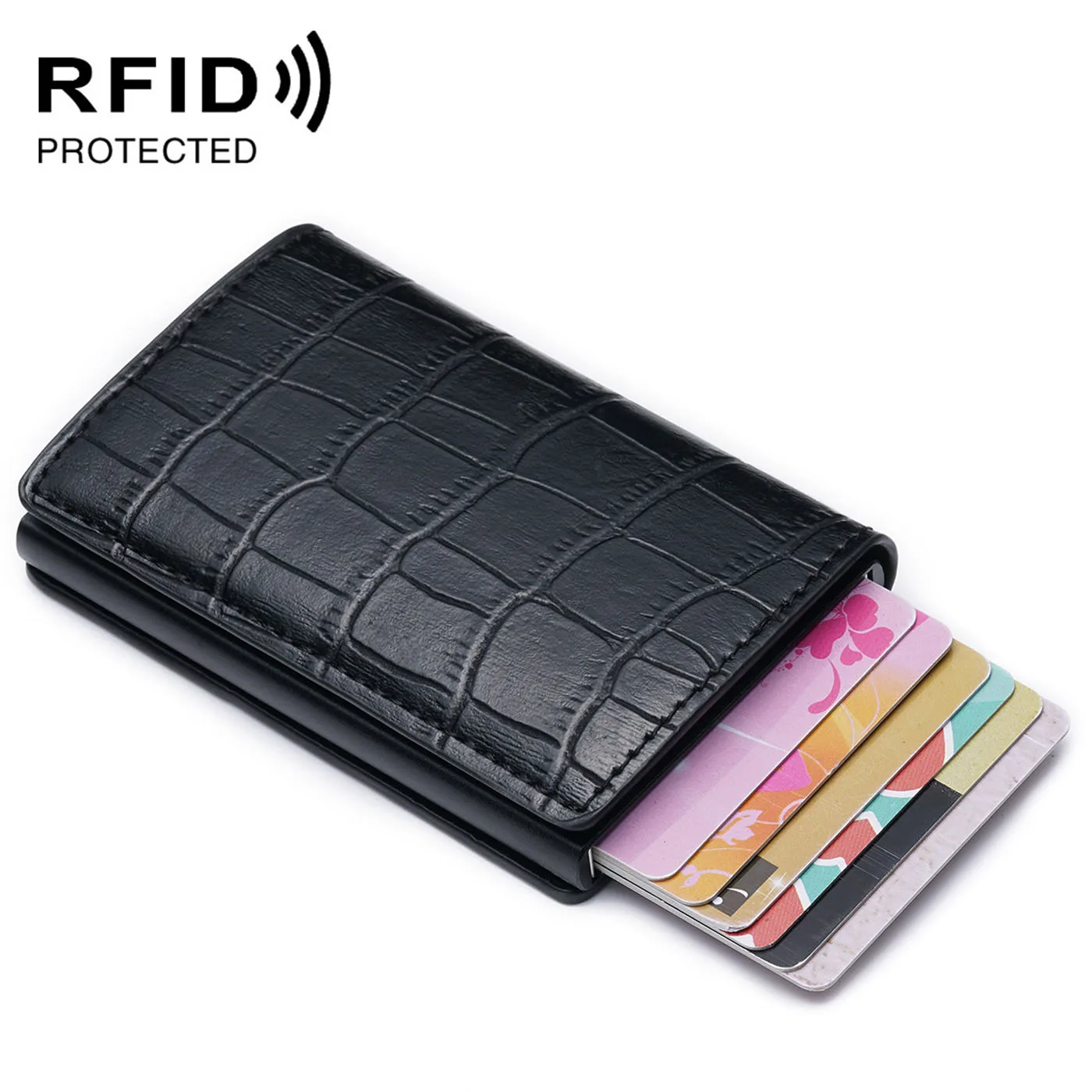 Мужской кошелек с крокодиловым узором анти блокирующий RFID отделением для
