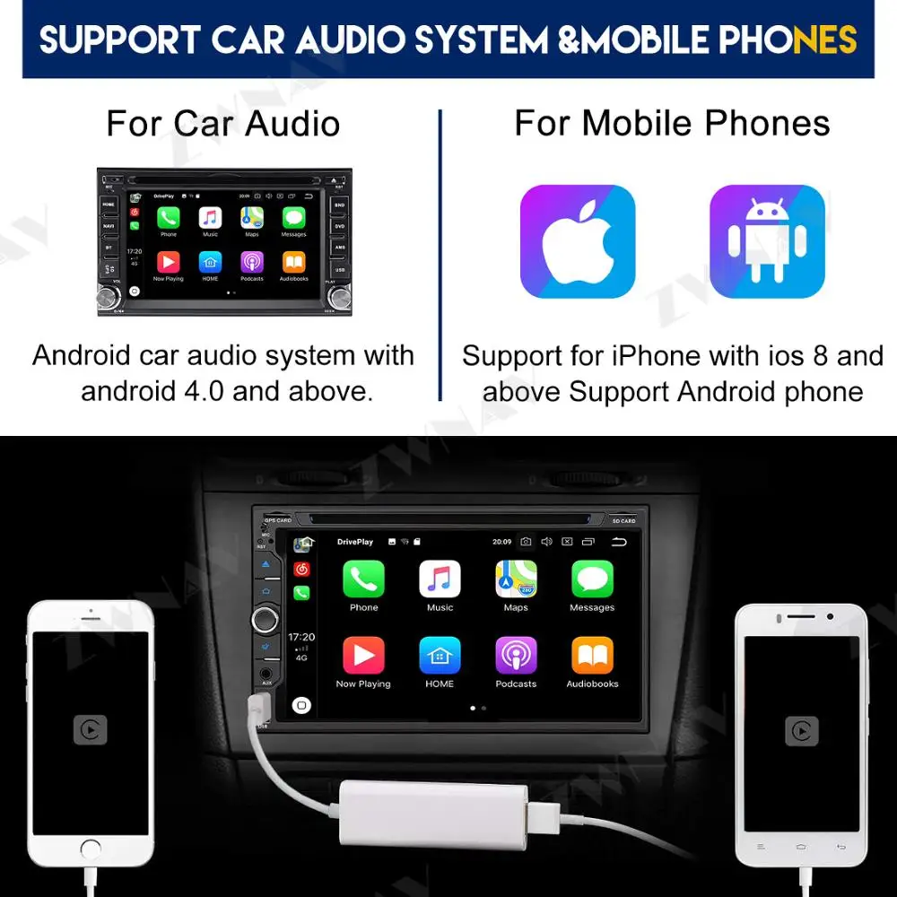 Carlinkit USB Smart Link Apple CarPlay ключ для Android GPS плеер мультимедийный стерео мини Carplay