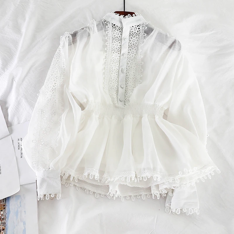 2019 Новая модная женская блузка рубашка шифоновая + нижняя из двух частей с