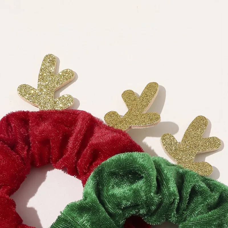 

Autumn Winter Elk Flannel Hair Scrunchies Christmas Elk Antlers Hair Tie Women Girls Ponytail Hair Holder Tie Dropship