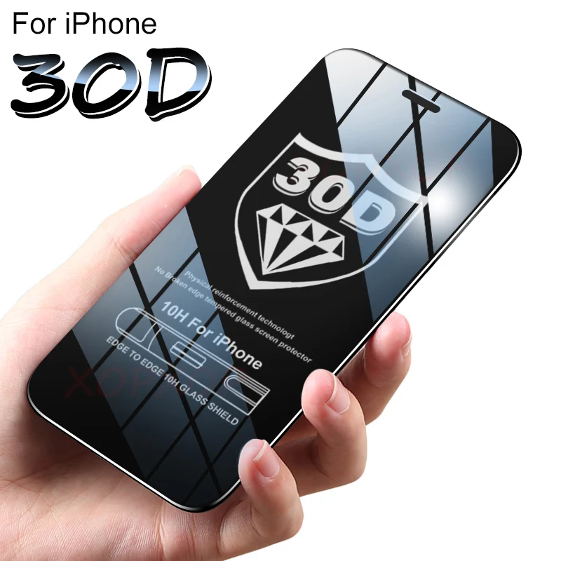 

Full Cover Protective tempered glass on For iPhone 13 12 11 Pro Xs Max Glass iPhone X XR Screen Protector 6 6s 7 8 Plus SE Glass