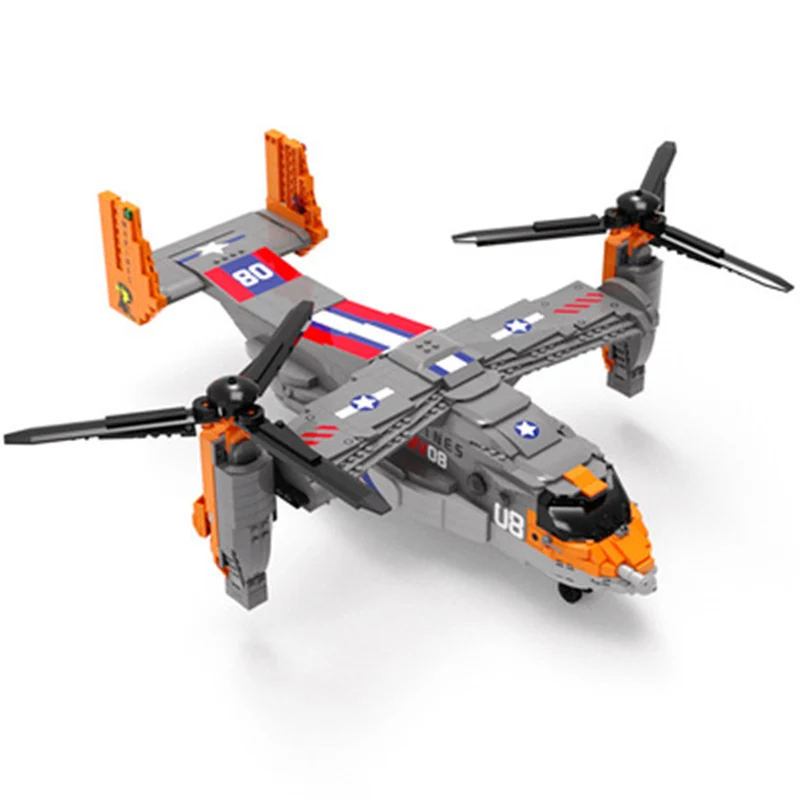 

2021 new stock Bell-Boeing V-22 Osprey Military series aviation fighter building block with 8 figures toys for kids gifts