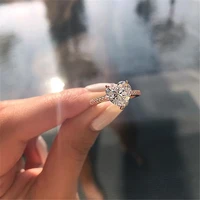 new fashion simple women with aaa zircon heart ring engagementwedding ring rose gold color fashion brand jewelry
