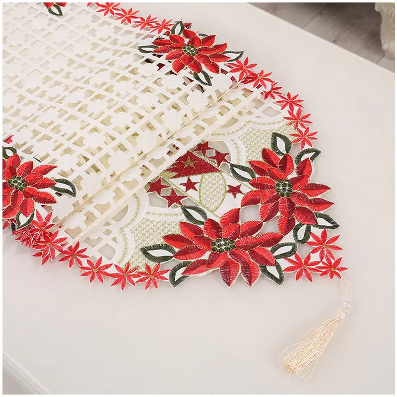 Vezon нового дизайна с вышивкой ришелье Настольная дорожка Рождественское
