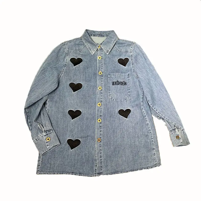 

Women Long Denim Jacket Spring Autumn Loose Full Sleeve Fashion Blue Tops Female Casual Girls Outwear Women Clothing