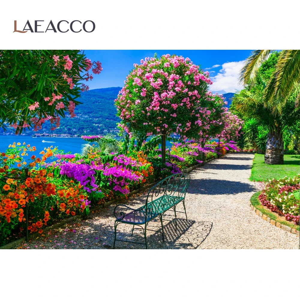 Laeacco розовые цветы вишни настольные цветущие деревья Парк фон для фотосъемки с