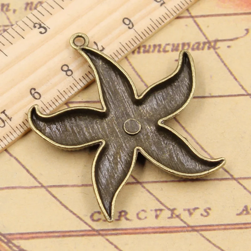 

10pcs Charms Marine Starfish 50x43mm Tibetan Bronze Silver Color Pendants Antique Jewelry Making DIY Handmade Craft