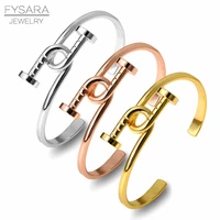 fysara luxury simple knot nail cuff bracelet rose gold bracelets adjustable open love bangles for women men classic wedding gift