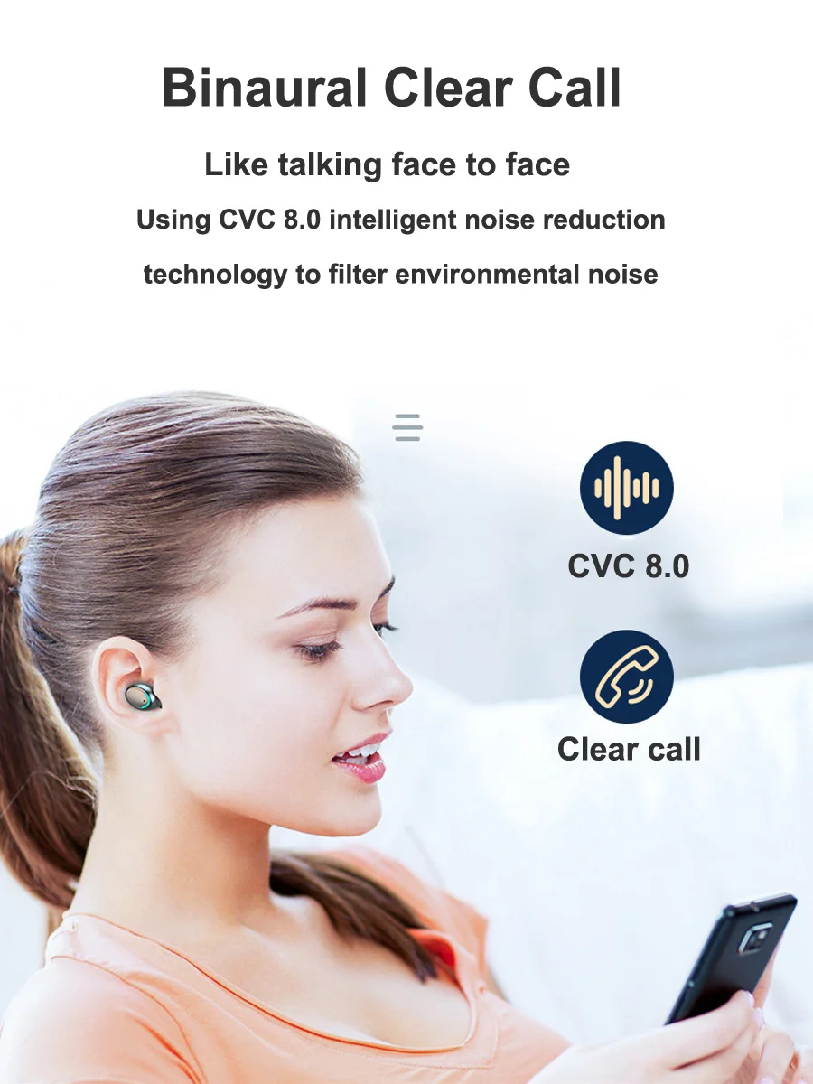 TWS наушники YMDX с поддержкой Bluetooth 2200 и зарядным устройством на мА · ч|Наушники