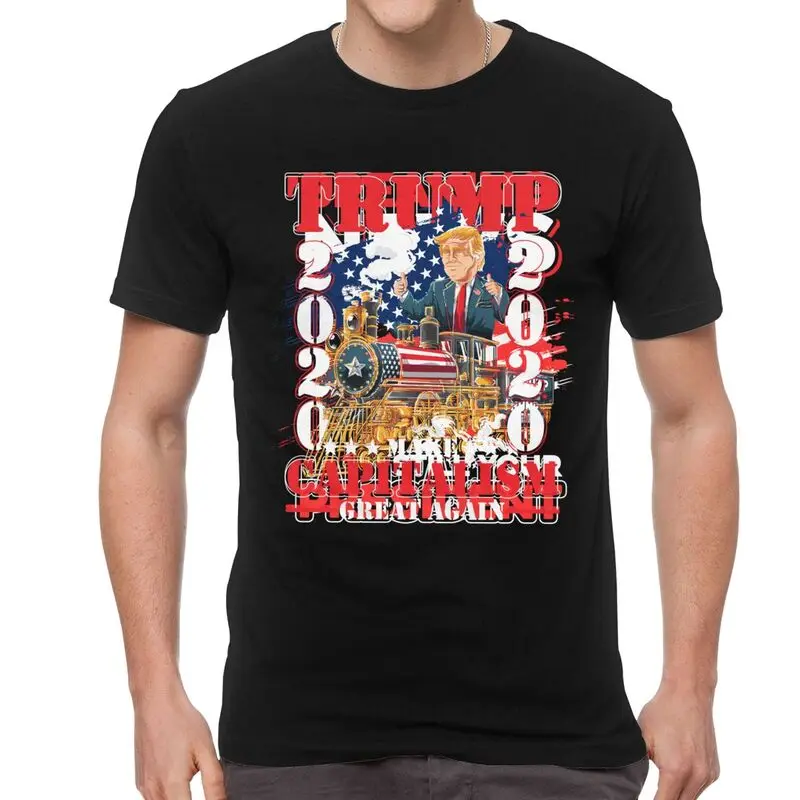

Футболка с изображением Дональда Трампа, Мужская футболка в стиле Харадзюку, с коротким рукавом, 100% хлопок, для президента США, 2020, футболка ...