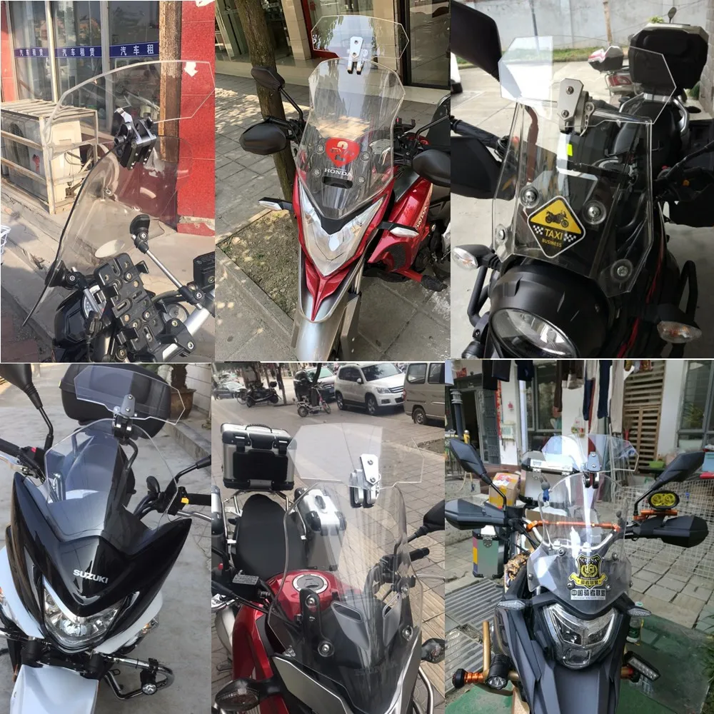 

Motorcycle Windshield Airflow Adjustable Windscreen Extension Wind Deflector Unversal Decals For BMW Honda Yamaha Suzuki Ducati