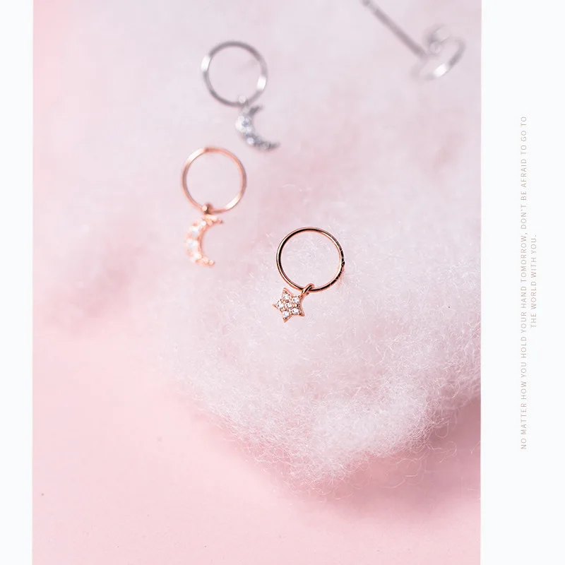 Женские сережки гвоздики Trusta 100% Серебро 925 пробы асимметричный полый Круглый