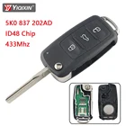 YIQIXIN 5K0837202AD для VWVolkswagen Beetle Skoda Bora Phaeton Sharan Eos Hella Scirocco SEAT Mk6 дистанционный Автомобильный ключ складной 434 МГц