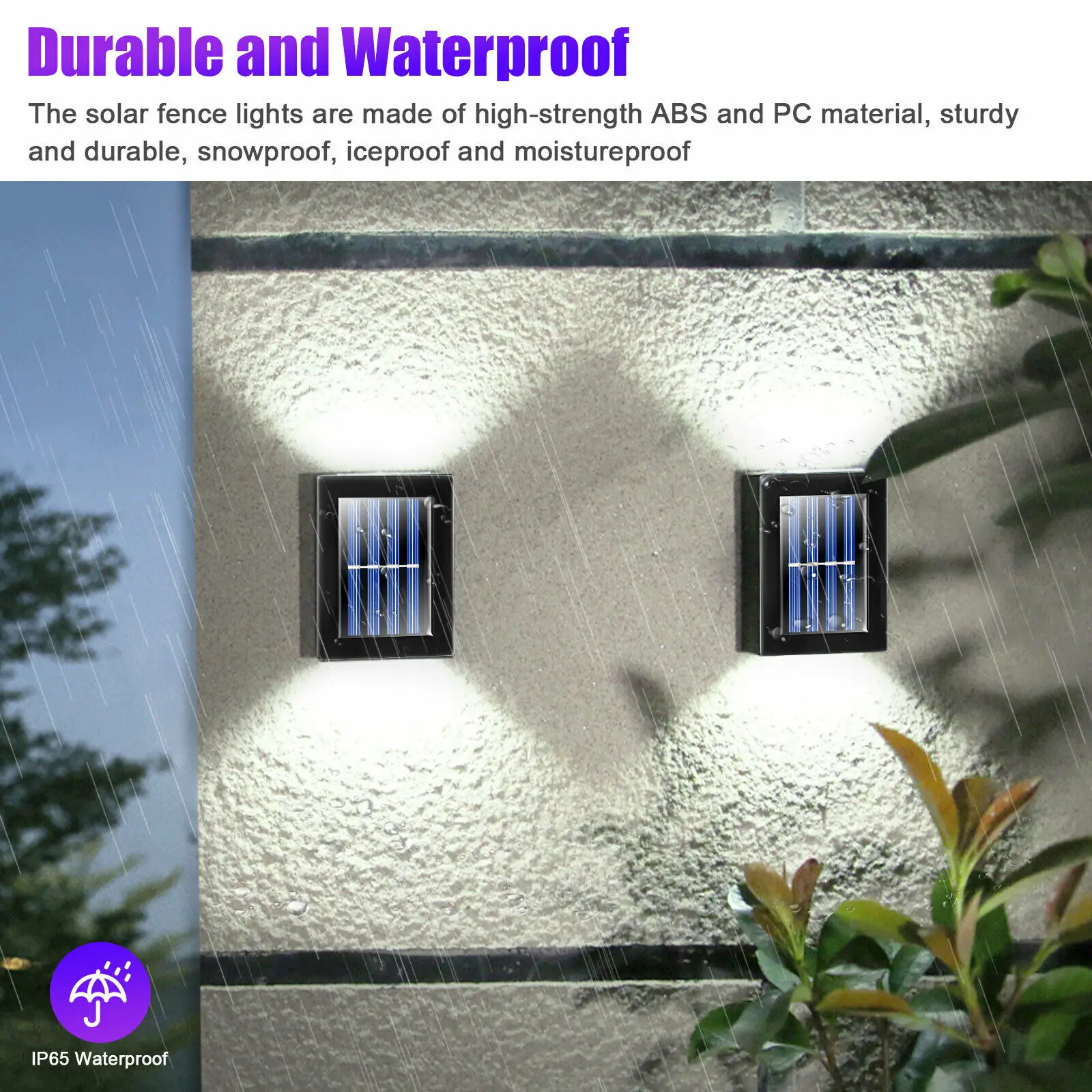 2 led solar wall light updown glow spotlight outdoor waterproof street lamp sunlight for house exterior garden patio decoration free global shipping