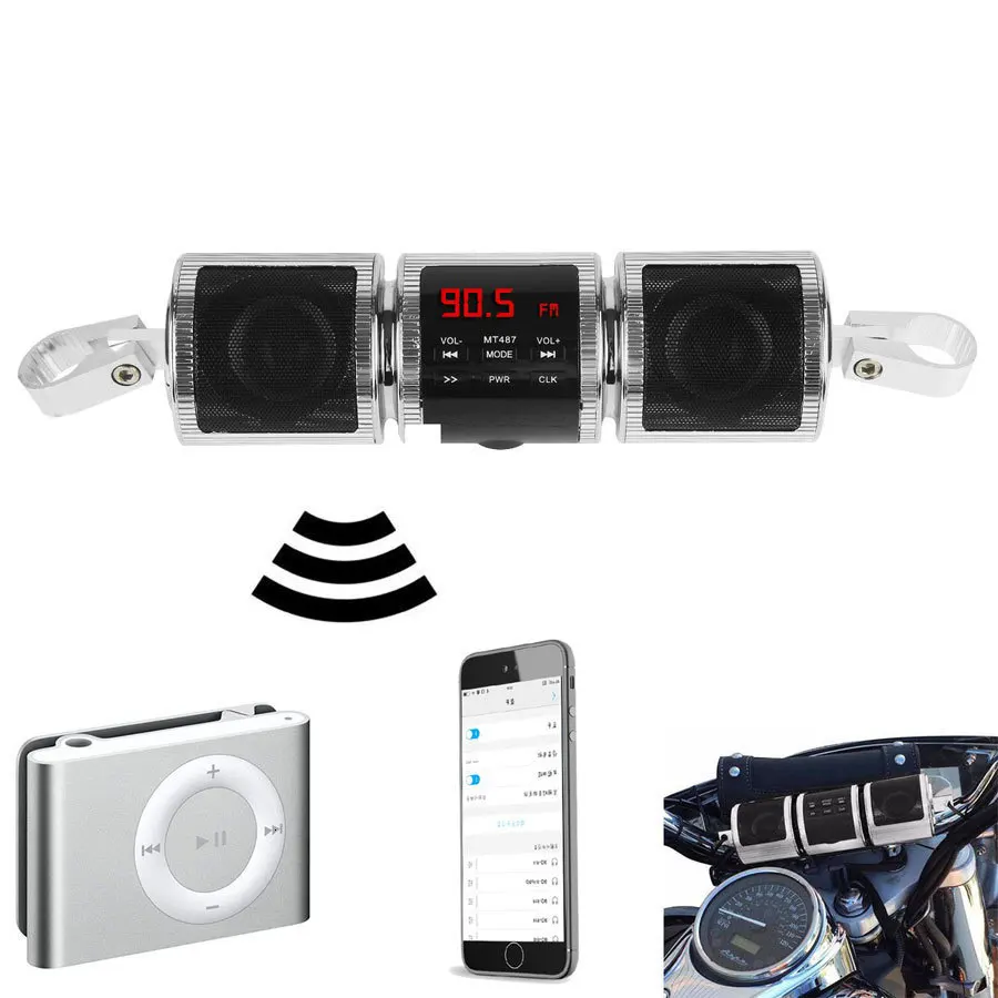 Мотоцикл динамик Mото Bluetooth MP3 музыкальный плеер DC 12 В водостойкий светодиодный дисплей стерео система Поддержка USB TF карта fm-радио