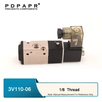 3v110 06 pneumatic electric solenoid valve 3 way 2 position gas control air magnetic valve dcac coil volt hose fittings